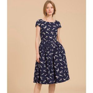 Emily and Fin— Fit and Flare Airplane Print Dress— UK 16 / XL— rare, vintage